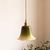 abordables Diseño de Tambor y Cono-Lámpara de araña vintage de pétalos de cristal, lámpara colgante francesa de cristal color crema - creativa lámpara de techo colgante totalmente de cobre para sala de estar, dormitorio, mesita de