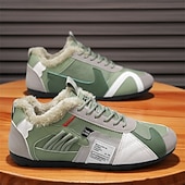 billiga Vardagssneakers-Herr Sneakers Fleecefoder Löpning Promenad Ledigt PU Läder Bekväm Halksäker Andningsfunktion Korta stövlar / ankelstövlar Snörning Mörkröd Orange Grön Sommar Vår Höst