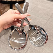 abordables Ustensiles et gadgets de cuisine-Lot de 2 louches en acier inoxydable pour servir la soupe et le riz, avec trou d'égouttage et manche isolant thermique. Ustensiles de cuisine pour un usage quotidien.