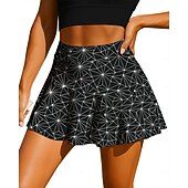 economico Gonne e Skorts da Donna-Per donna Animale Leopardo Gonna casual Gonne da tennis Patchwork Tasca 2 in 1 UPF50+ Resistente ai Raggi UV Multistrato Protezione UV Pallavolo Tennis Badminton Pantaloncini Gonna Nero con Bianco
