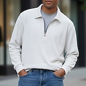 voordelige Klassieke polo voor heren-Voor heren Trui-sweatshirt Polo met rits Vakantie Straat Rits Lange mouw Modieus Basic Geometrisch Effen Mode Lente &amp; Herfst Alle seizoenen Normale pasvorm Zwart Wit khaki Donkergrijs Trui-sweatshirt