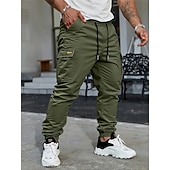 economico Pantaloni cargo-Per uomo Pantaloni Cargo Pantaloni Coulisse Multi-tasche Semplice Indossabile All'aperto Quotidiano Campeggio &amp; Escursionismo Moda Classico Nero Verde militare