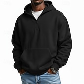 billige grunnleggende hettegensere for menn-Herre Hattetrøje Genser Hettegenser med glidelås Rosa Militærgrønn Lysegrønn Lyseblå Med hette عادي Lomme Quarter Zip Avslappet Daglig Sport &amp; Utendørs Polyester Gatemote Sportsklær Fritid Høst Vinter
