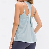 abordables Chemise pour femmes-Femmes Couleur Unie Débardeur Tee Shirt Fitness Ample Élastique Évacuation de la transpiration Respirant Tennis Pickleball Yoga Col ras du cou Top Noir Bleu Violet Vêtements de tennis
