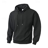 cheap Basic Tracksuits-Men's Hoodie Tracksuit Hoodie &amp; Pants Outfit Set Hoodies Set Hoodie Outdoor Daily Sports Jacquard Drawstring Pocket Plain Black Orange Khaki Polyester Activewear Fashion Streetwear Spring