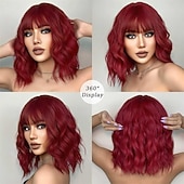 Недорогие Карнавальные парики-Карнавальный парик 2026 Розовый Красный Черный Кудрявый Стрижка-боб Короткие Синтетический фестивальный парик Вторник на масляной неделе Парад Волосы для косплей-костюма для Женский