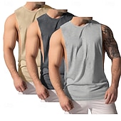 baratos Tops de ginásio-Homens Malha Íntima Colete Camiseta Interior camisa sem manga Sem Manga Decote V Decote Redondo Verão Tecido Moda Clássico Confortável 3 Peças Multi-pack Rua Casual Esportes A B C Top Tee para Homens