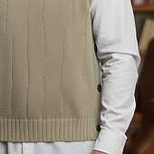 preiswerte Herren Pullover Weste-Herren Pullunder Kleid Pullover Pullover Weste Strickpullover Gerippt Stricken Normale Oberteile Gestrickt Einfach Rundhalsausschnitt Mode Lässig Urlaub Alltagskleidung Bekleidung Herbst Winter Braun