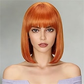 baratos Perucas de Carnaval-Peruca de Carnaval 2026 Loiro Vermelho Preta Liso Bob Curto Peruca sintética para festivais Mardi Gras Parada Cabelo para fantasia de cosplay para Feminino