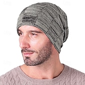 tanie Czapka typu beanie-Męskie Dla obu płci Czapka Beanie Czapki zimowe Czapki Dzianinowy kapelusz Czapka zimowa Czarny Wino Poliester Dzianiny Oddychający Wygodny Dzienne zużycie Wyjściowe Jednolity/zwykły kolor Ciepłe