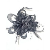 cheap Fascinators-Elegant Feather Net Fascinators Hats with Feathers Fur Floral 1PC Special Occasion Kentucky Horse Race Ladies Day Headpiece dress to impress Race Day Dress