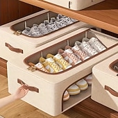 cheap Storage Bags-Foldable Window Shoe Cabinet - Stackable Under-Bed Storage Organizer with Clear Front Compartments, Space-Saving Shoe Rack for Closet, Bedroom, Entryway, Sturdy Construction for Sneakers, Heels, Boots