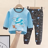 billiga Pyjamas-Småbarn Pojkar 2 delar Pyjamasset Långärmad Z17 Z29 Z13 Ensfärgat Djur Vår Höst Förtjusande Hem 7-13 år