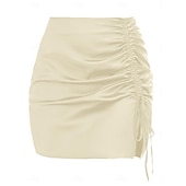 economico Gonne semplici-Per donna Gonne in raso Moda Casual Mini Vita Alta Gonne Semplice Arricciato Inelastico Quotidiano Feste Vinaccia Nero Bianco Verde Estate