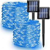 levne Solární řetězec světla-2 ks 10M/33FT 100 LED Korálky Venkovní IP44 Voděodolné Solární Fairy Světelný Řetěz Halloween Svatební Valentýna Dvůr Trávník Zahrada Festivalová Atmosféra Dekorace Měděný Drát Světlo