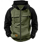 baratos Moletom Tático-Homens Moletom Full Zip Hoodie Moletom Tático Vermelho Vinho Preto Rosa Verde Tropa Azul Com Capuz Tecido Tático Desportos e Ar livre Diário Roupa de rua Legal Casual Inverno Primavera &amp; Outono Roupa