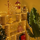 זול מוצרים עם חיבור לחשמל-חג המולד זיקוק חוט נחושת מחרוזת אורות פיות מחרוזת אורות 8 פונקציות טיימר שלט רחוק מתח נמוך תקע בטיחות פסטיבל מסיבת חתונה אווירת תאורה דקורטיבית אביזרים 10/15/30/50 מטר