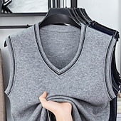 preiswerte Herren Pullover Weste-Herren Pullunder Kleid Pullover Pullover Weste Strickpullover Gerippt Stricken Normale Oberteile Gestrickt Einfach V Ausschnitt Mode Lässig Urlaub Alltagskleidung Bekleidung Herbst Winter Schwarz Rote