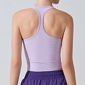 Χαμηλού Κόστους Γυναικείο πουκάμισο-Γυναικεία Μονόχρωμο Αμάνικο τοπ Αθλητική μπλούζα Ενσωματωμένο σουτιέν Προστασία UV Γρήγορο Στέγνωμα Ελαστικό Αναπνέει Τέννις Αθλητικά Τρέξιμο Μπολύζες Μαύρο Λευκό Βυσσινί Ρούχα τένις