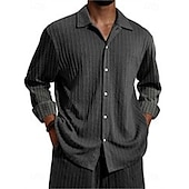 abordables chemise boutonnée pour homme-Homme Chemise Décontractée bleu marine manche longue Couleur Unie / Unie Revers Tenue quotidienne Basique Vêtement Tenue Traditionnel / Classique