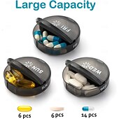 abordables almacenamiento de equipaje y viajes-Pastillero semanal con estuche de piel sintética - Caja para medicamentos de 7 días, recordatorio de medicación dos veces al día, compartimentos etiquetados (lunes a viernes), lavable &amp;Apto para uso