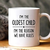  Gepersonaliseerde cadeaumok voor een oud kind, aangepaste naam, keramische koffiemok, wie maakt de regels, 11/15 oz, witte verjaardag, kerstmis, familie, humor, koffiemokken, bekers