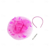 billiga Fascinatorer-Huvudbonad Tyll Fjädrar Fedorahatt cocktail Bröllop Tebjudning Hästrace Elegant Vintage Med Fjäder Hårbonad Huvudbonader