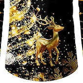voordelige Kersttafereel Outfit-Kerstmis Voor heren Eland Kerstboom Polo Lange mouw Poloshirt Revers Casual Buiten Feestdagen Alledaagse kleding Festivaloutfit 3D-afdrukken Knop Lente Herfst Winter Zwart Rood Groen