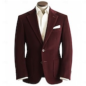 voordelige Blazer-Voor heren Corduroyjack Inkeping kraag Modieus Retro Klassiek Effen Blazer Zwart Geel Bordeaux Getailleerd Enkele rij knopen met twee knopen