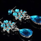 Недорогие Наборы украшений-2шт Свадебные комплекты ювелирных изделий For Жен. Фиолетовый Синий Красный Свадьба Вечерние наряды Сплав геометрический