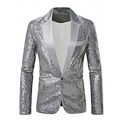 baratos Tops-Discoteca Anos 80 Smoking Tailcoat Tamanho Grande Manga Comprida Discoteca Paetês Fantasia Homens Fantasia de Carnaval Baile de Máscaras Bandagem Parada do Orgulho Mês do Orgulho Adulto Casaco Outono