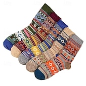 お買い得  メンズソックス-男性用 5ペア マルチパック ソックス ランニングソックス カジュアルソックス Multi Color カラー アーガイル柄 バケーション スポーツ 日常 ベーシック 温か生地 秋 冬 ファッション カジュアル
