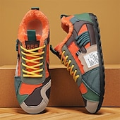 billiga Vardagssneakers-Herr Sneakers Fleecefoder Löpning Promenad Ledigt PU Läder Bekväm Halksäker Andningsfunktion Korta stövlar / ankelstövlar Snörning Mörkröd Orange Grön Sommar Vår Höst