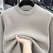 preiswerte Herrenpullover-Herren Pullover Strickpullover Gerippt Stricken Normale Oberteile Gestrickt Fleece Einfach Rundhalsausschnitt Mode Basic Urlaub Alltagskleidung Bekleidung Herbst Winter Schwarz Grün M L XL