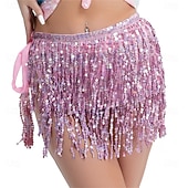 cheap Belly Dancewear-Samba Dancewear Belly Dance Performance Costume Sequin Tassel Hip Scarf Bead Waist Chain Indian Dance Performance Waist Scarf.l Performance Costume
