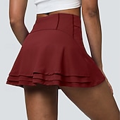 abordables Faldas y Skorts para Mujeres-Mujer Color sólido Falda casual Falda de tenis Pantalones cortos de tenis Falda con shorts 2 en 1 Secado rápido Elástico Transpirable Tenis De Deporte Corriendo Prendas de abajo Negro Blanco Rosa