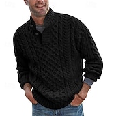 abordables suéter de los hombres-Hombre Pulóveres Suéter de punto Estriado Cable Tejer Tops regulares De Punto Ajustado Plano Escote Chino Prendas de punto Moderno Casual Ropa Cotidiana Ropa Otoño invierno Negro Blanco M L XL