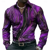 economico Geometrica-Per uomo Geometrico Marmo Arte liquida astratta Camicia Camicia con Bottoni Manica Lunga Moda Casual All'aperto Abbigliamento Quotidiano Primavera Autunno Collo ripiegato Stampa 3D camicie con