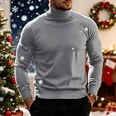 economico maglione pullover da uomo-Per uomo Maglione di Natale Maglioni di Natale Dolcevita Maglione per le feste Maglione A Coste Maglia Top Regolari Lavorato a maglia Base Semplice Dolcevita Tenere al Caldo Moderno Contemporaneo