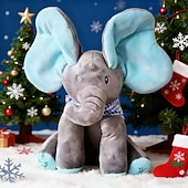 cheap For Kids-Ideal Christmas Gifts for Grandkids Girls Boys, Cute Hide and Seek Elephant Plush Doll with Music