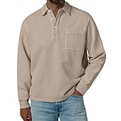 economico Polo classica da uomo-Per uomo Maglia da golf Polo da Golf Casuale Lavoro Bavero Manica Lunga Essenziale Moderno Semplice Bottoni Tasca Frontale Primavera Autunno Vestibilità regolare Blu Nero Blu marino Viola Marrone