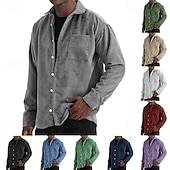 ieftine cămăși casual pentru bărbați-Bărbați Cămașă Cămașă casual Cămasă Corduroy Camașă cu nasturi Albastru piscină Negru Alb Roșu Vin Bleumarin Manșon Lung Simplu Rever Casual Zilnic Buzunar Îmbrăcăminte Modă Modern Casual