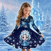  Mädchen' 3D Grafik Anime Kleid Langarm 3D-Druck Frühling Herbst Leistung Urlaub Party Lässig Prinzessin Schön Kinder 4-12 Jahre Freizeitkleid A Linie Kleid Knielang Normale Passform