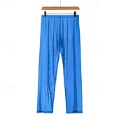 お買い得  メンズ下着-男性用 １枚 ベーシックパンティー 長袖アンダーシャツ メッシュ ポリエステル ソフト 快適 高通気性 平織り ミッドライズ ブルー ブラック