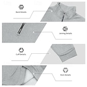 levne Fleecová mikina s kapucí-Pánské Mikina Flísová mikina Svetr Čtvrtletní mikina na zip Velbloudí Světle šedá Stojáček Bez vzoru Klokaní kapsa Ležérní Denní Sporty a outdoor Šik ven Chladný Sportovní oblečení Podzim zima Jaro