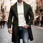 abordables Manteaux &amp; vestes-Homme Manteau d'Hiver Manteau Trench-Coat Long Trench-coat Extérieur Occasionnel Automne Hiver Polyester Chaleur Thermique Vêtements d'extérieur Vêtement Tenue Classique Uni Avec Poches Col à Revers