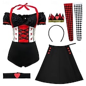 ieftine Costume de damă-Alice in Wonderland Basm Regina inimilor Regina Roșie Venin Rochii Costum Personaje din cărțile de povești Gotic for Pentru femei Adulți Halloween Performanță Îmbrăcăminte educativă Ținute pentru