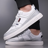 זול סניקרס קז'ואל-נעלי ספורט ספורטיביות לגברים בצבעי כחול כהה ולבן, קלות משקל ונוחות, עיצוב מודרני עם נגיעות כתומות, מושלמות ללבישה יומיומית וטיולים קז'ואליים