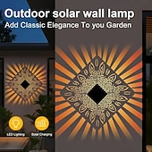 levne Venkovní nástěnná světla-2 ks solární čtvercové nástěnné světlo venkovní vodotěsné nádvoří světlo s dutou projekcí nástěnné světlo vánoční domov zahrada veranda balkon vnější stěna dekorace krajinářské světlo