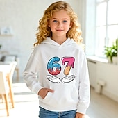 cheap Girl's 3D Playful Humor-Unisex Girls' 3D Graphic Funny Slang 67 Hoodie Pullover Long Sleeve 3D Print Spring Fall Sports Fashion Streetwear Kids 4-12 Years Hooded Outdoor Casual Daily Regular Fit